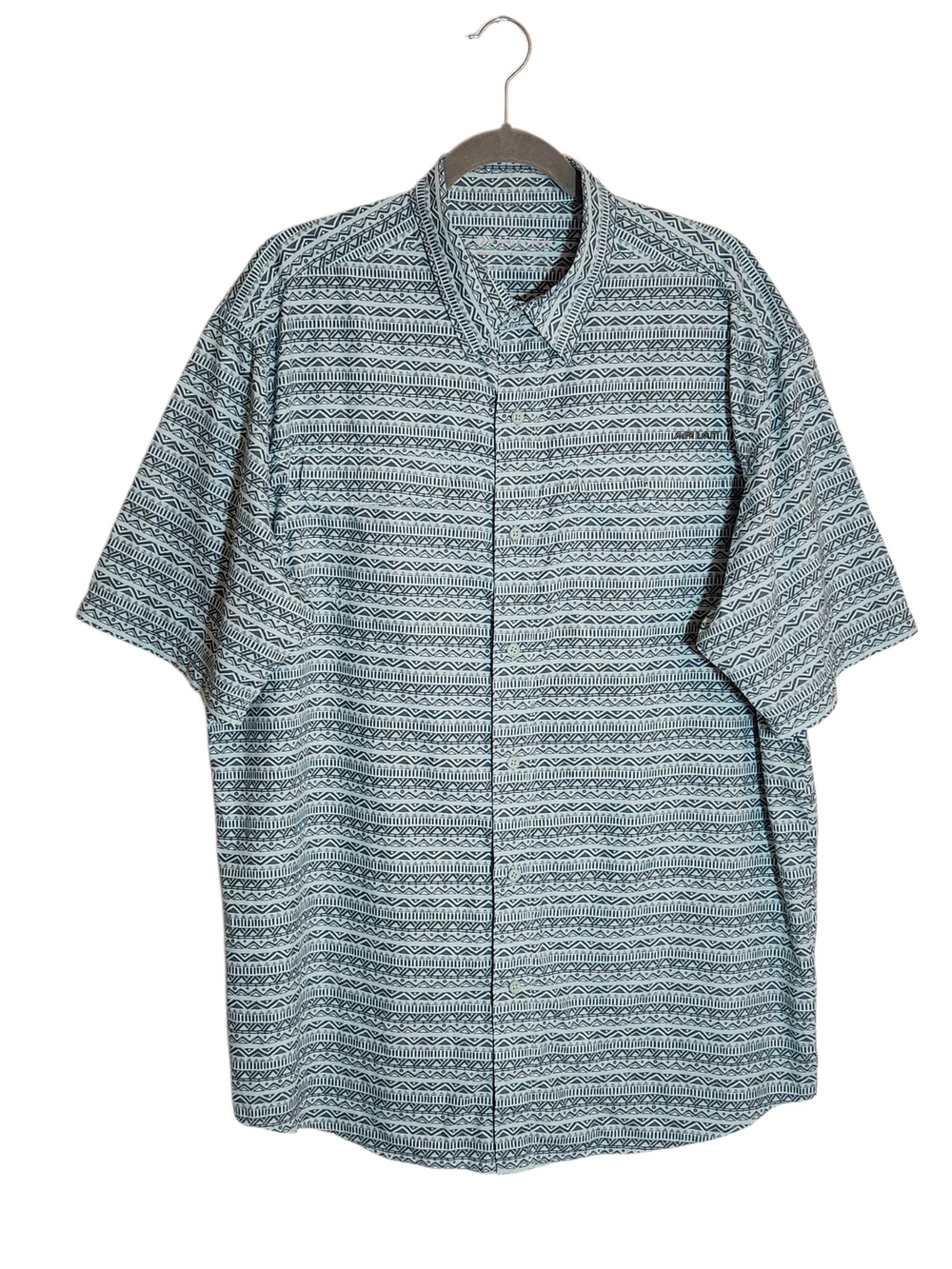 Ariat VentTEK Outbound Classic Fit Button Down Shirt in Fair Aqua Print Sz Large